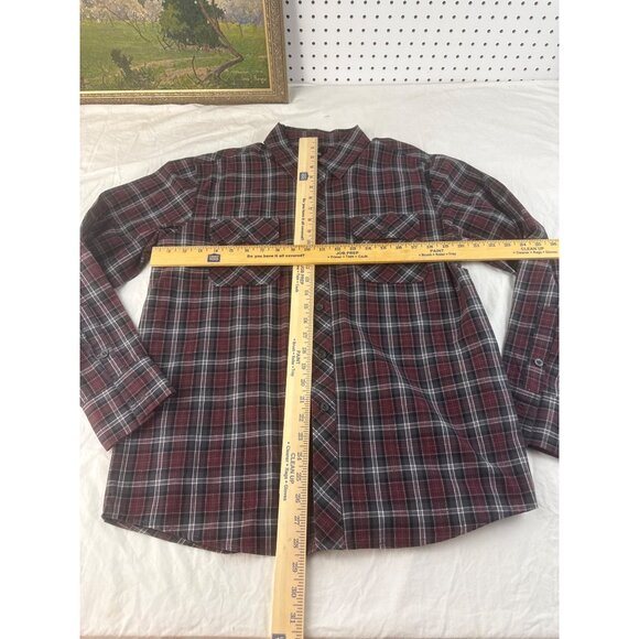 Vargo Mens Plaid Shirt Red Gray Flannel Button Up Casual Medium Western Travel - Picture 8 of 8